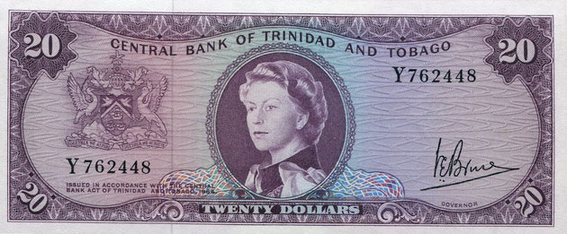 Front of Trinidad and Tobago p29c: 20 Dollars from 1964