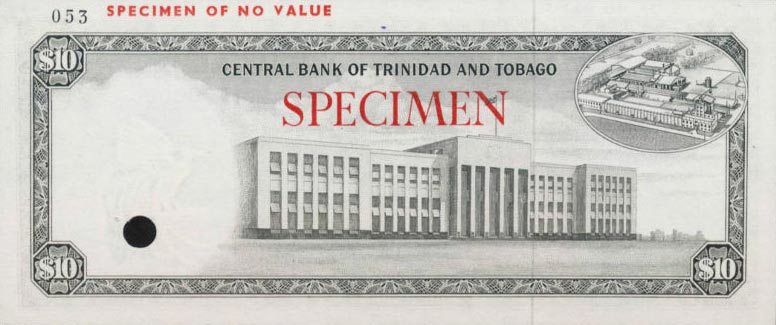 Back of Trinidad and Tobago p32s: 10 Dollars from 1964