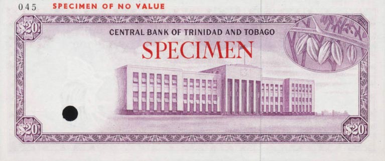 Back of Trinidad and Tobago p33s: 20 Dollars from 1964
