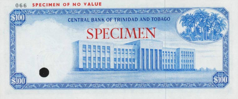 Back of Trinidad and Tobago p35s: 100 Dollars from 1964