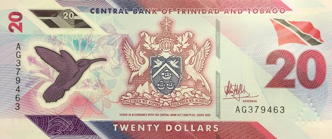 Front of Trinidad and Tobago p63: 20 Dollars from 2020