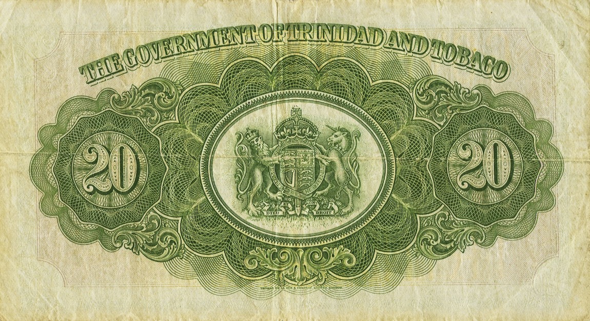 Back of Trinidad and Tobago p10a: 20 Dollars from 1942