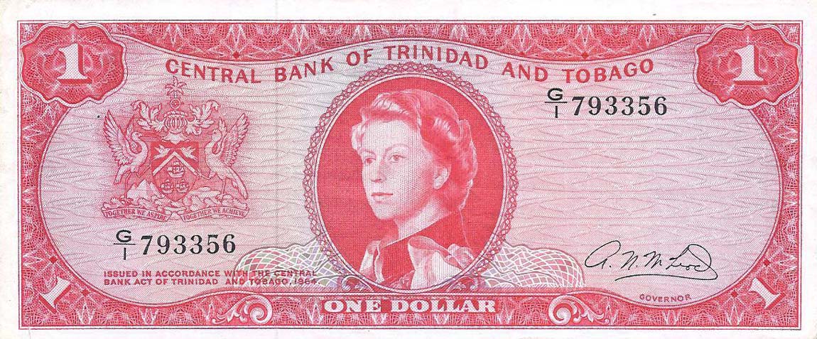 Front of Trinidad and Tobago p26b: 1 Dollar from 1964