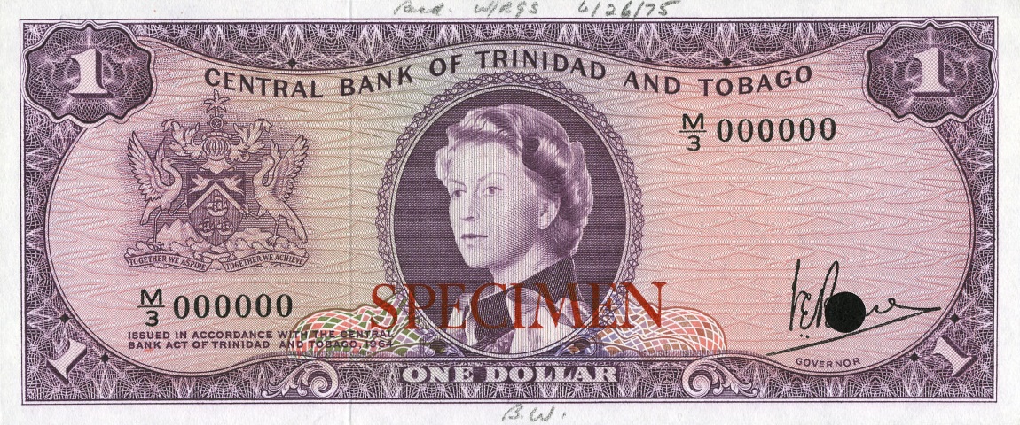 Front of Trinidad and Tobago p26ct: 1 Dollar from 1964