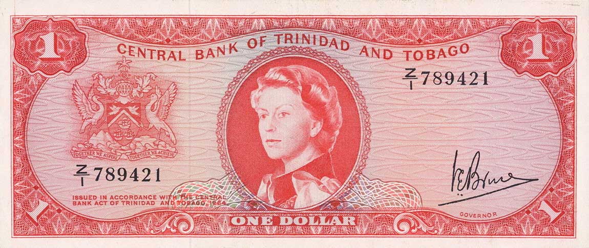 Front of Trinidad and Tobago p26r: 1 Dollar from 1964
