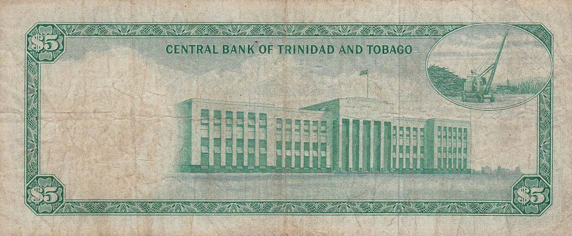 Back of Trinidad and Tobago p27b: 5 Dollars from 1964