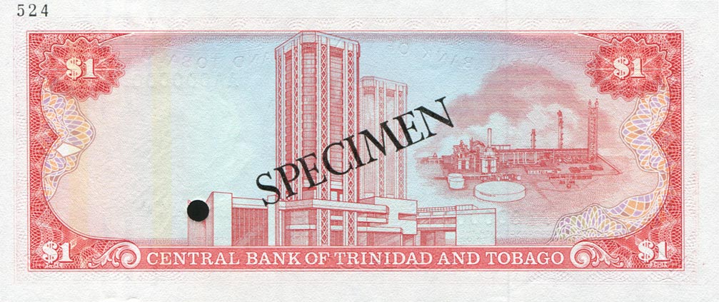 Back of Trinidad and Tobago p36s: 1 Dollar from 1985