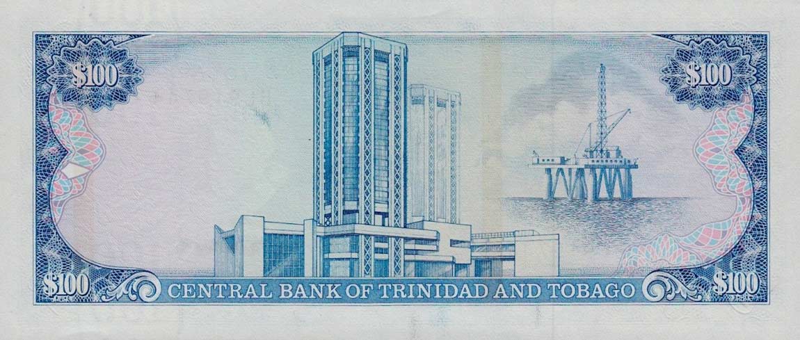 Back of Trinidad and Tobago p40c: 100 Dollars from 1985