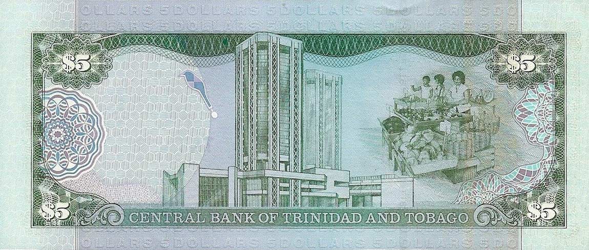 Back of Trinidad and Tobago p42b: 5 Dollars from 2002