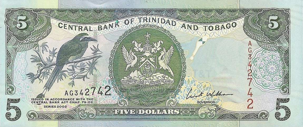 Front of Trinidad and Tobago p42b: 5 Dollars from 2002