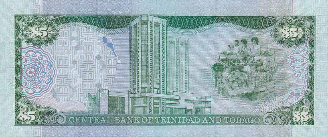 Back of Trinidad and Tobago p47a: 5 Dollars from 2006