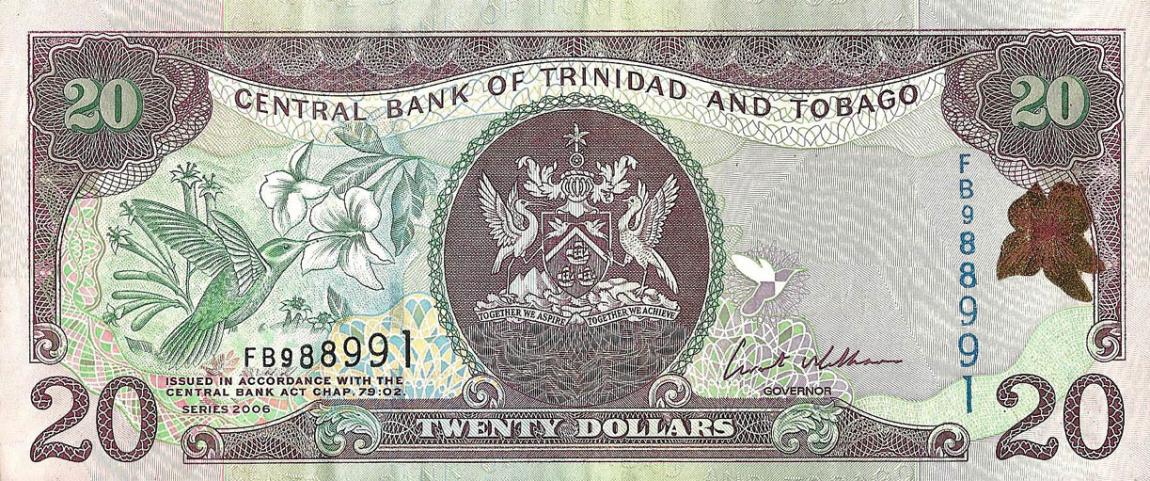Front of Trinidad and Tobago p49a: 20 Dollars from 2006