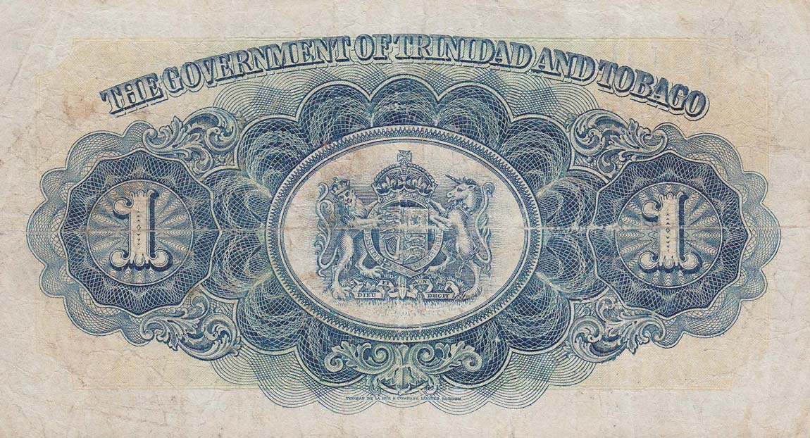 Back of Trinidad and Tobago p5d: 1 Dollar from 1948