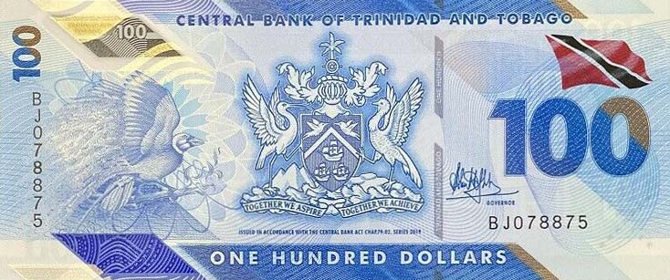 Front of Trinidad and Tobago p65: 100 Dollars from 2019