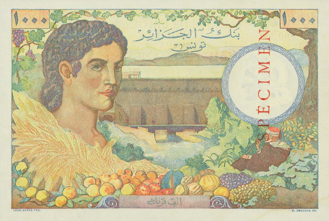Back of Tunisia p20s: 1000 Francs from 1941