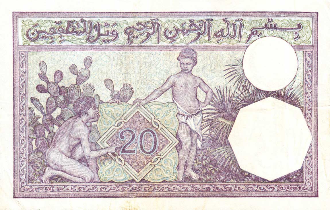 Back of Tunisia p6b: 20 Francs from 1929