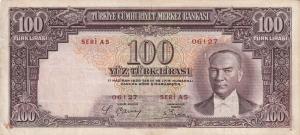 p130 from Turkey: 100 Lira from 1938