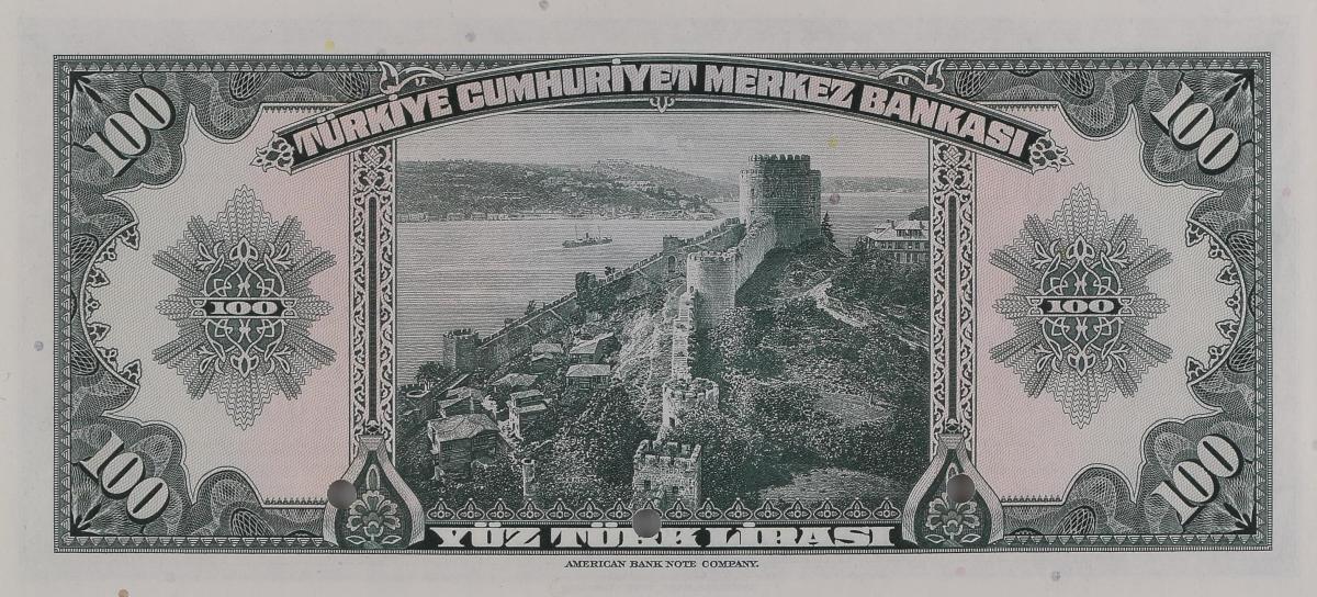 Back of Turkey p149s: 100 Lira from 1947