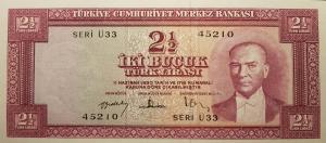 p152a from Turkey: 2.5 Lira from 1957