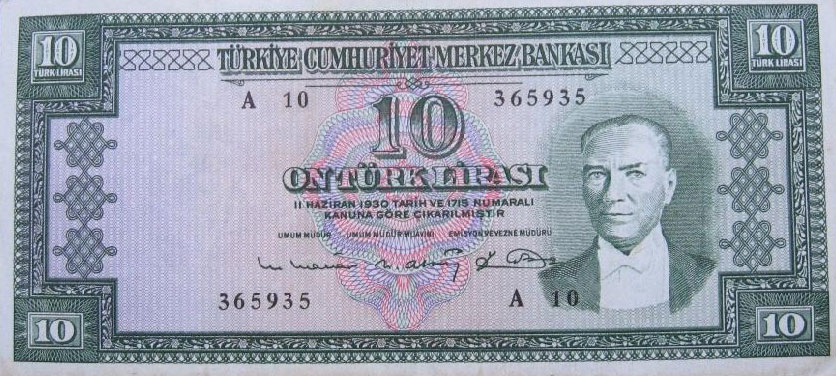 Front of Turkey p161a: 10 Lira from 1960