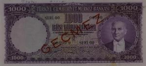p172s from Turkey: 1000 Lira from 1953