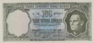 p177a from Turkey: 100 Lira from 1964