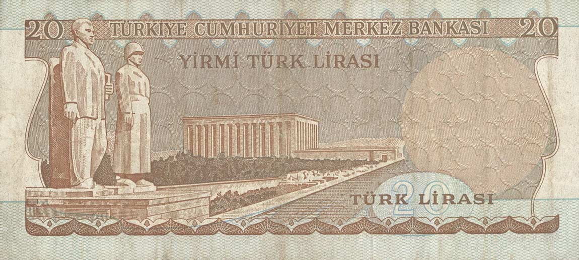 Back of Turkey p181b: 20 Lira from 1930