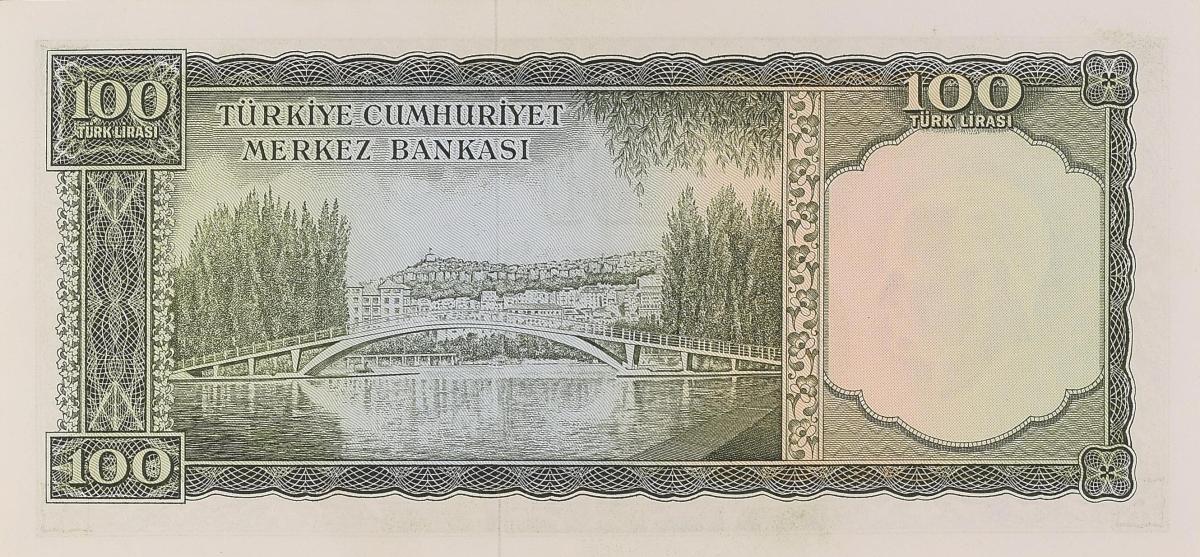 Back of Turkey p182c: 100 Lira from 1930