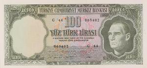 p182c from Turkey: 100 Lira from 1930