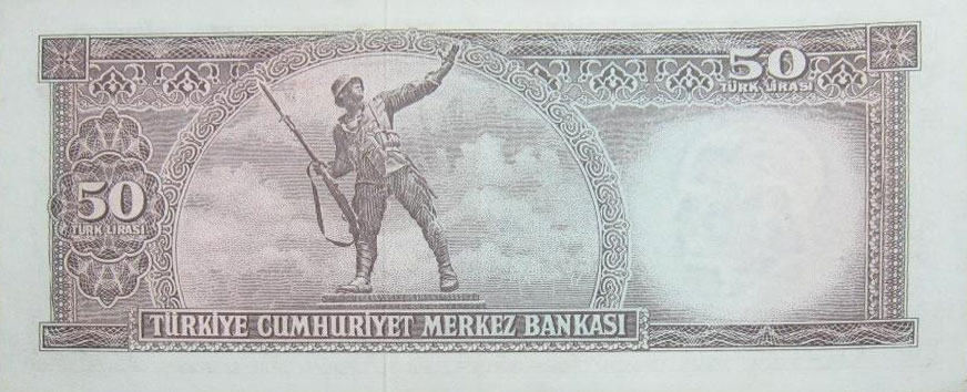 Back of Turkey p187Aa: 50 Lira from 1970