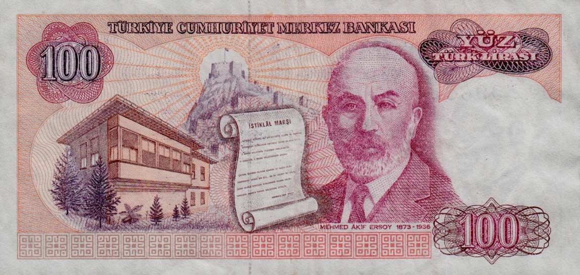 Back of Turkey p194a: 100 Lira from 1970