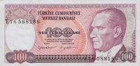 p194b from Turkey: 100 Lira from 1970