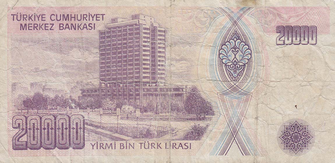 Back of Turkey p202: 20000 Lira from 1970