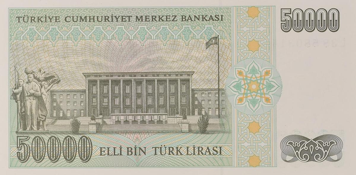 Back of Turkey p204: 50000 Lira from 1970