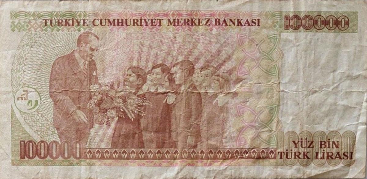 Back of Turkey p205c: 100000 Lira from 1970