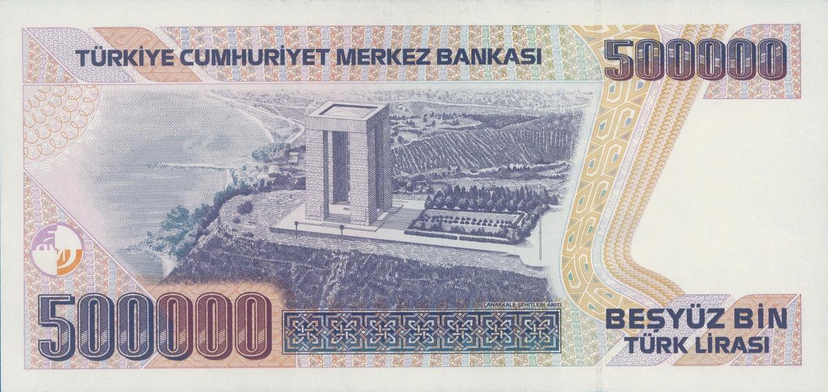 Back of Turkey p208a: 500000 Lira from 1970