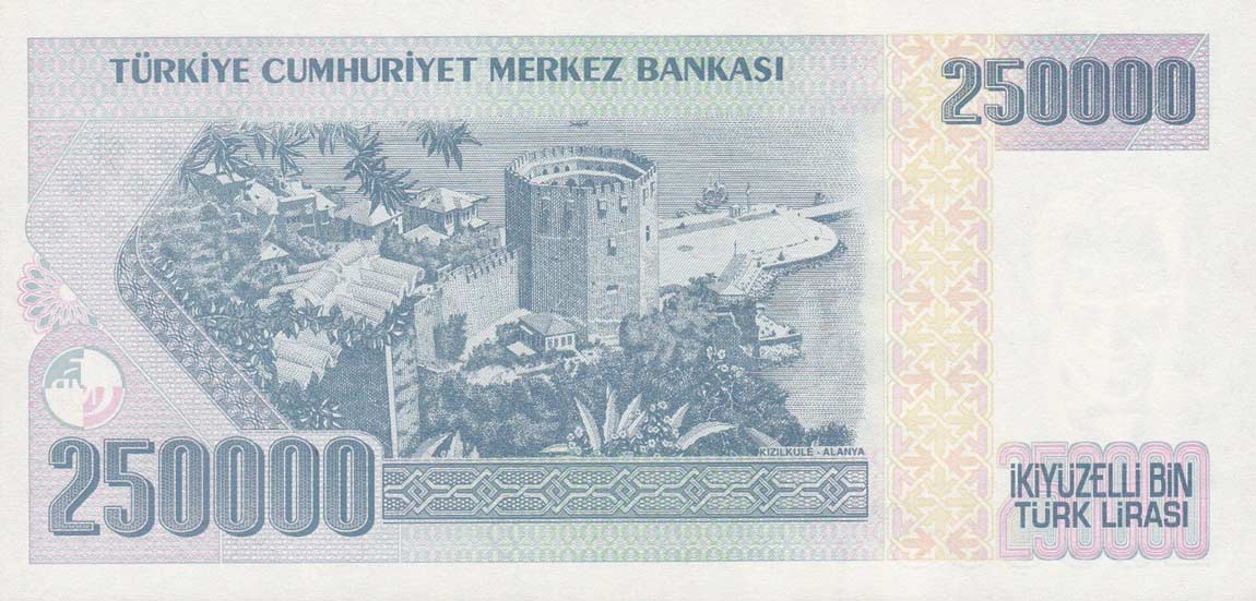 Back of Turkey p211: 250000 Lira from 1970