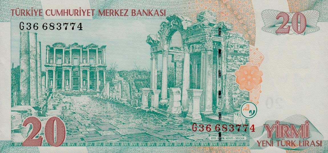 Back of Turkey p219: 20 New Lira from 2005