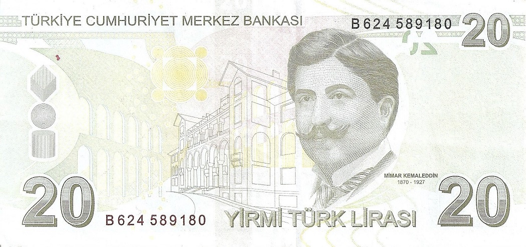 Back of Turkey p224b: 20 Lira from 2009