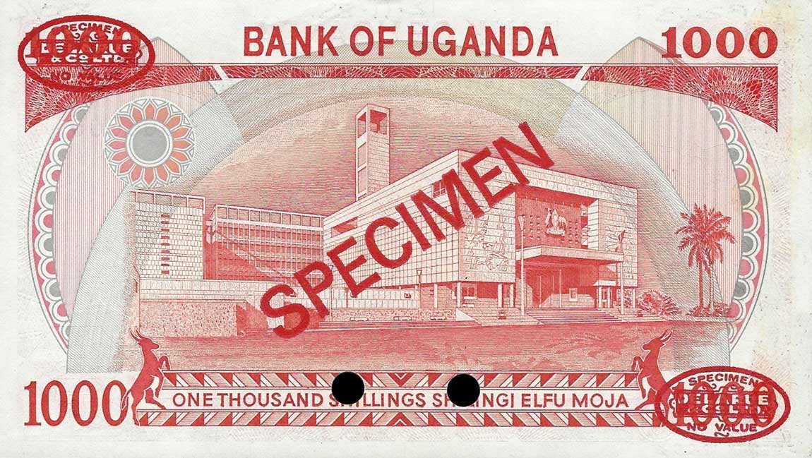 Back of Uganda p26s: 1000 Shillings from 1986