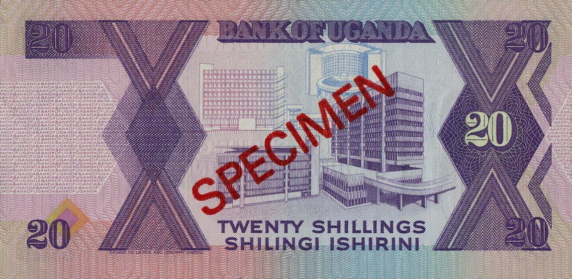 Back of Uganda p29s: 20 Shillings from 1987