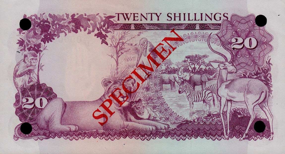 Back of Uganda p2s: 10 Shillings from 1966
