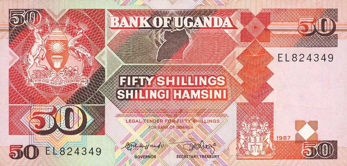 Front of Uganda p30a: 50 Shillings from 1987