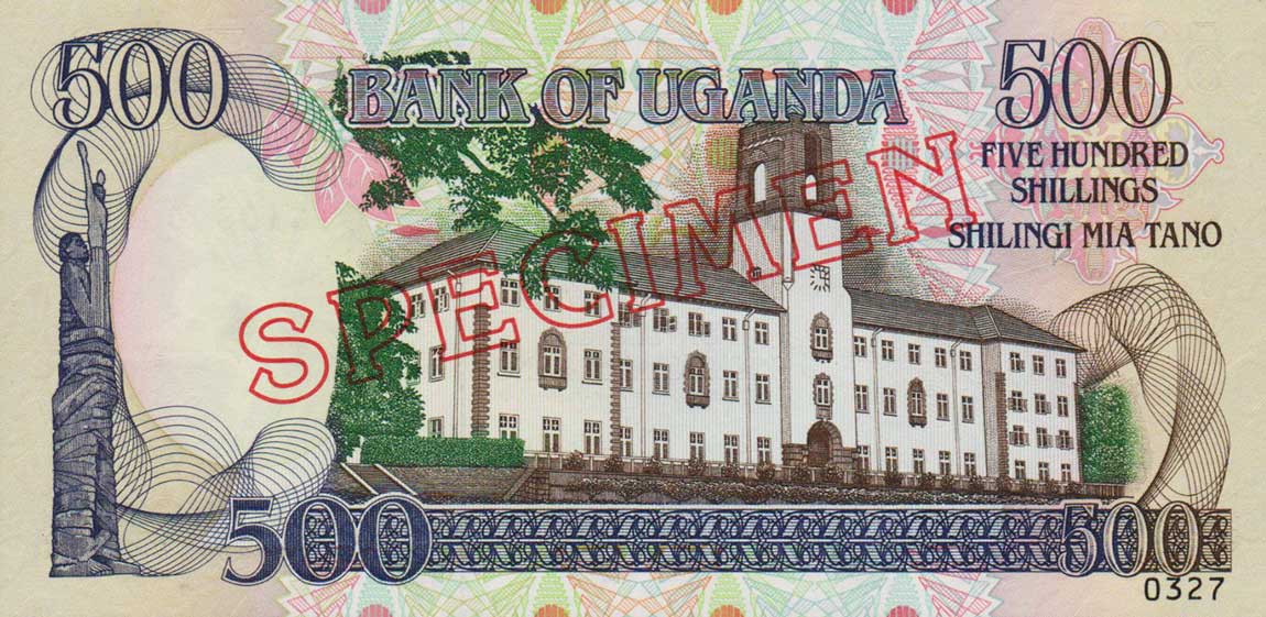 Back of Uganda p33s: 500 Shillings from 1991