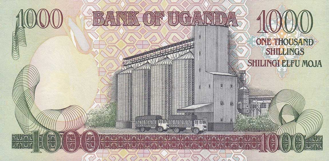 Back of Uganda p34a: 1000 Shillings from 1991