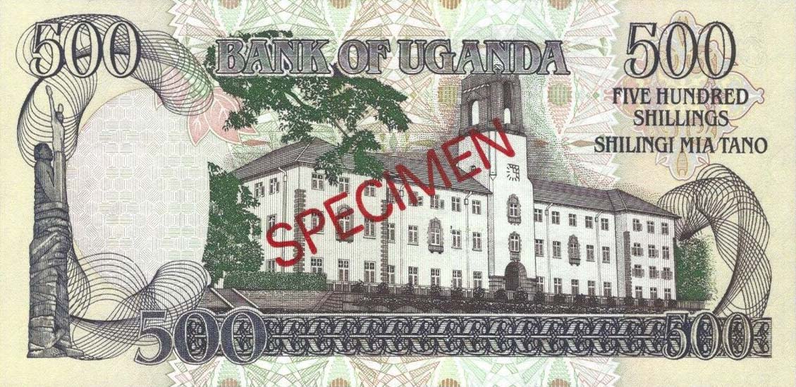 Back of Uganda p35s: 500 Shillings from 1994