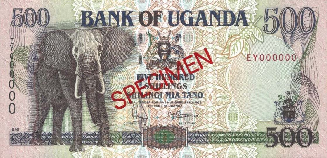 Front of Uganda p35s: 500 Shillings from 1994