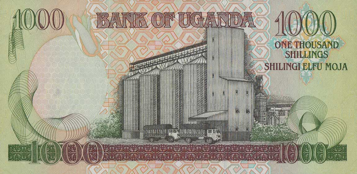 Back of Uganda p36d: 1000 Shillings from 1998