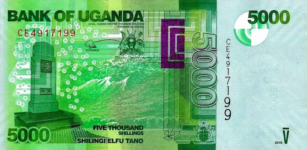 Front of Uganda p51f: 5000 Shillings from 2019