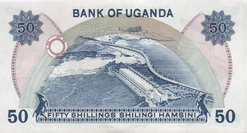 Back of Uganda p8c: 50 Shillings from 1973